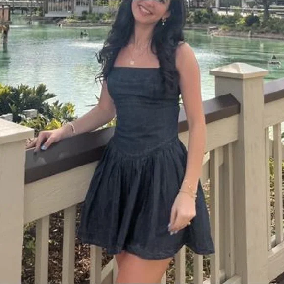 FREE PEOPLE Laurel Denim Mini Dress Light Wash XL nwt - Picture 14 of 16